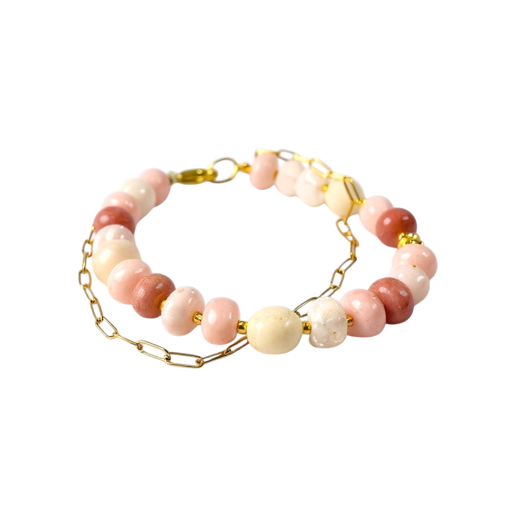 Gemstone Beaded Bracelet in Petals