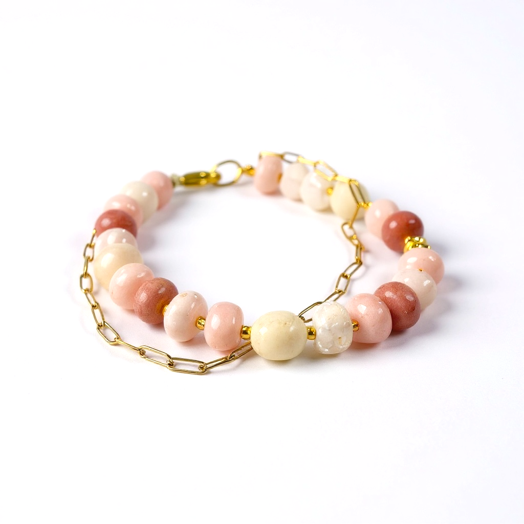 Gemstone Beaded Bracelet in Petals