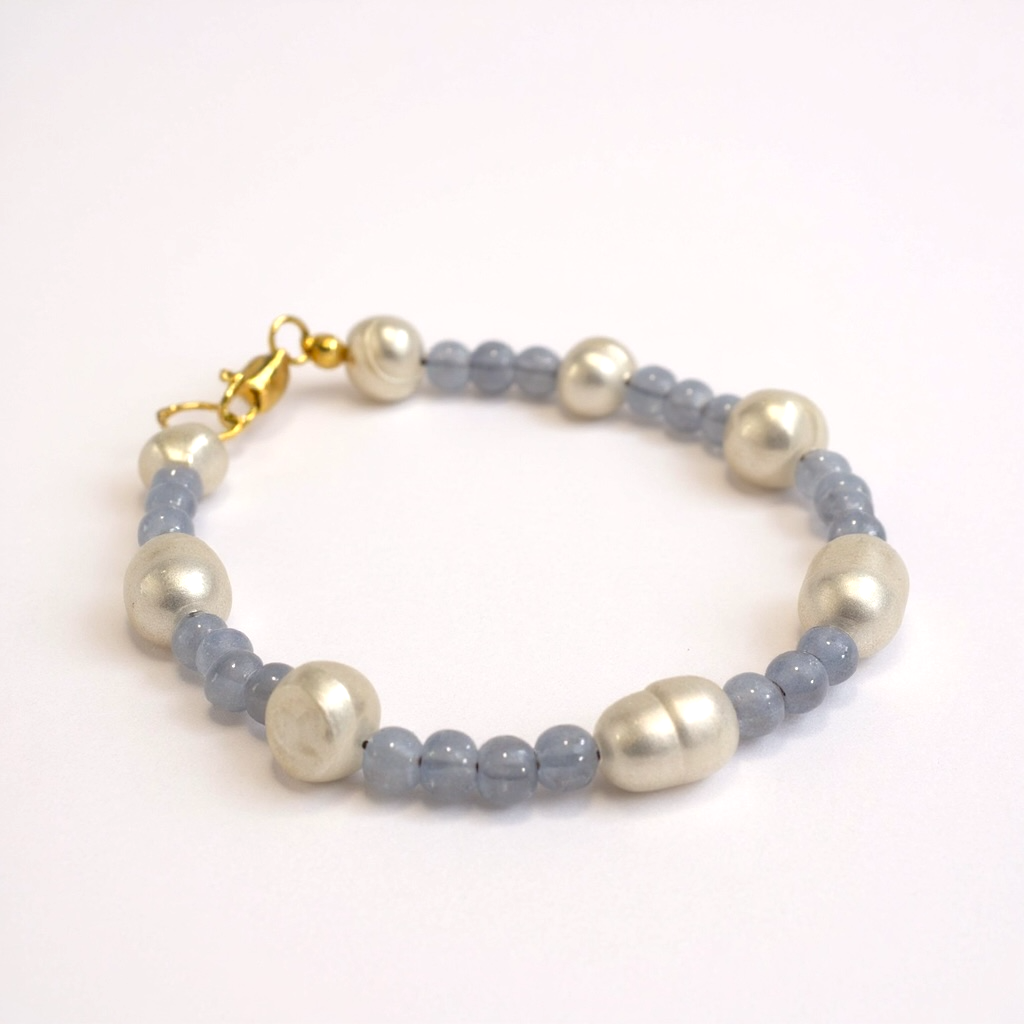 Fresh Water Pearl and Gemstone Bracelet in Dolphin