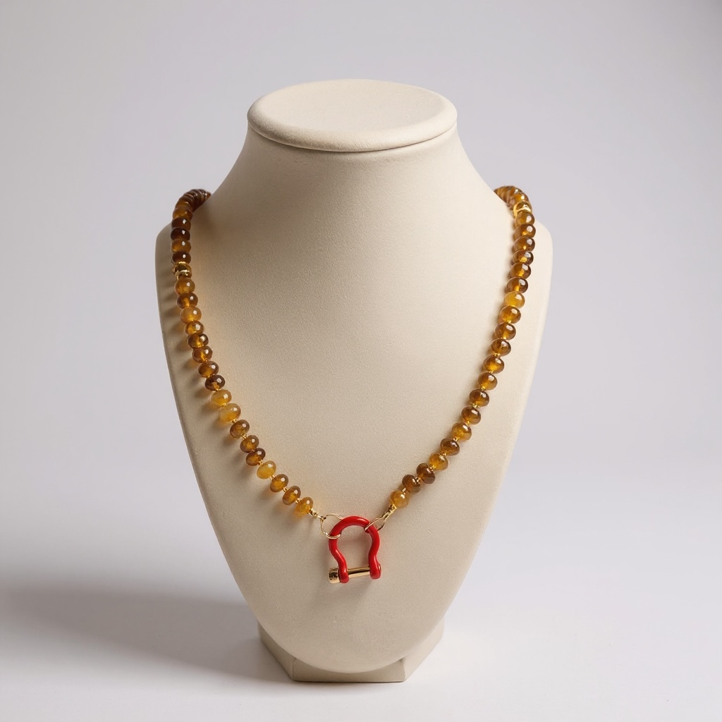 Gemstone Beaded Necklace in Acorns