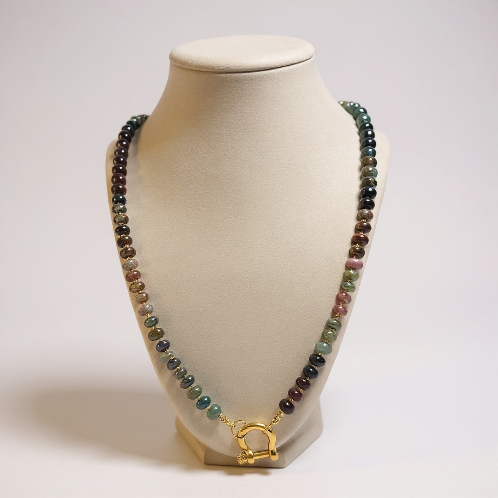 Gemstone Beaded Necklace in Beets