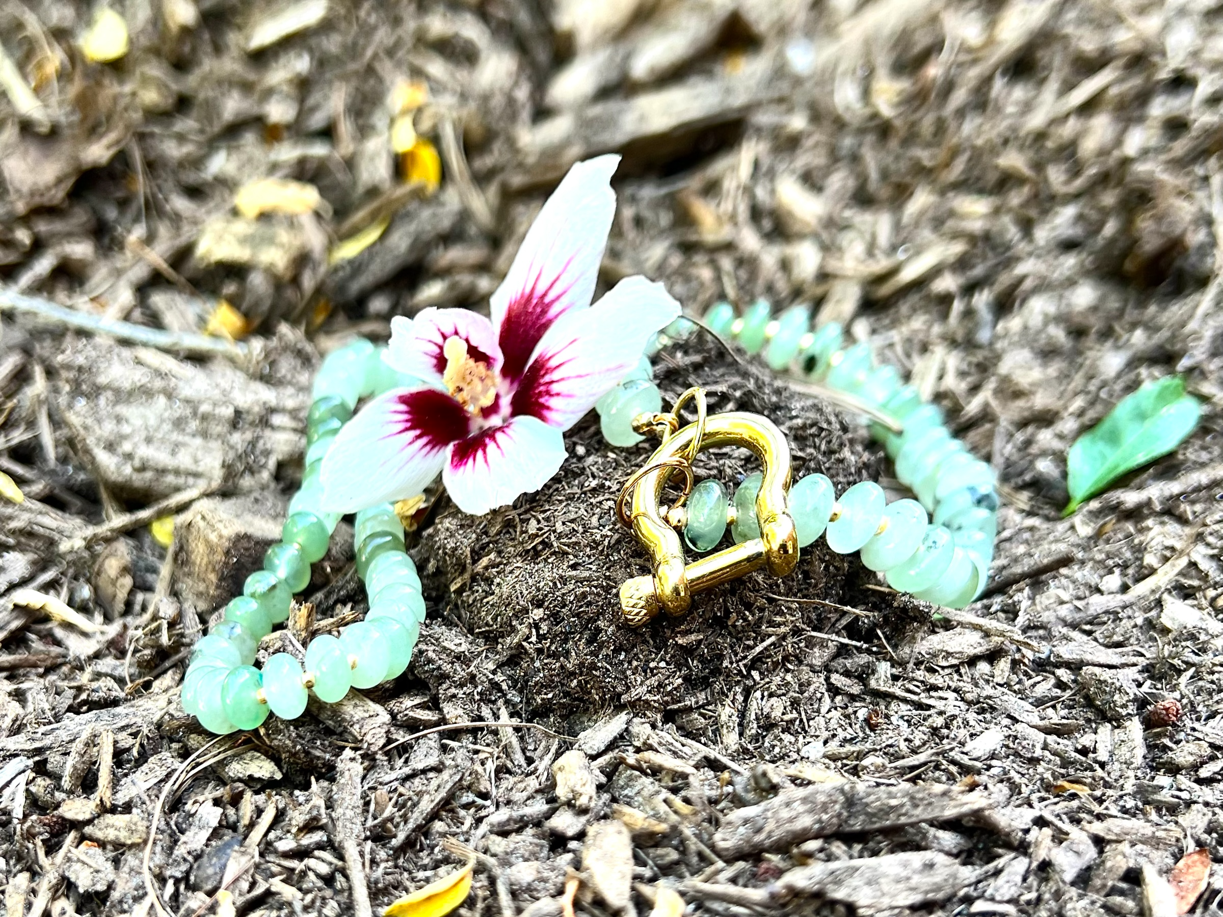 Gemstone Beaded Necklace in Sage