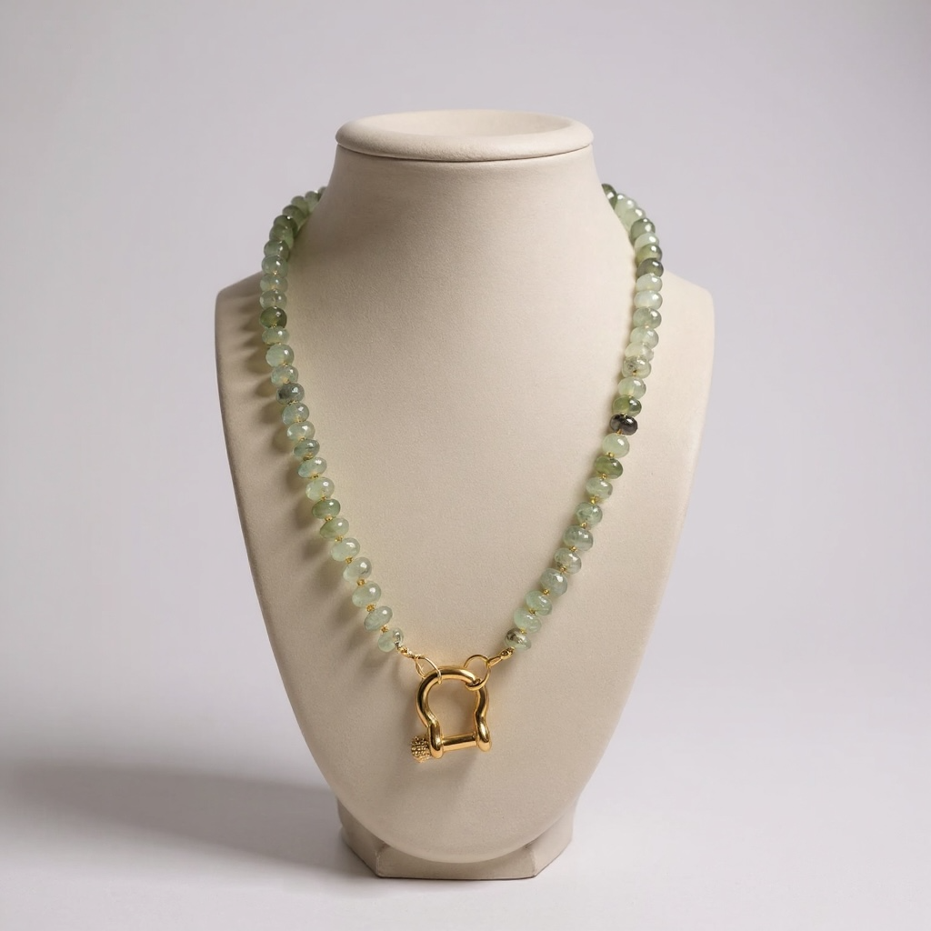 Gemstone Beaded Necklace in Sage