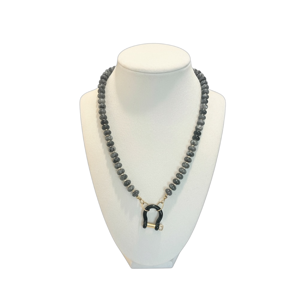 Gemstone Beaded Necklace in Fog