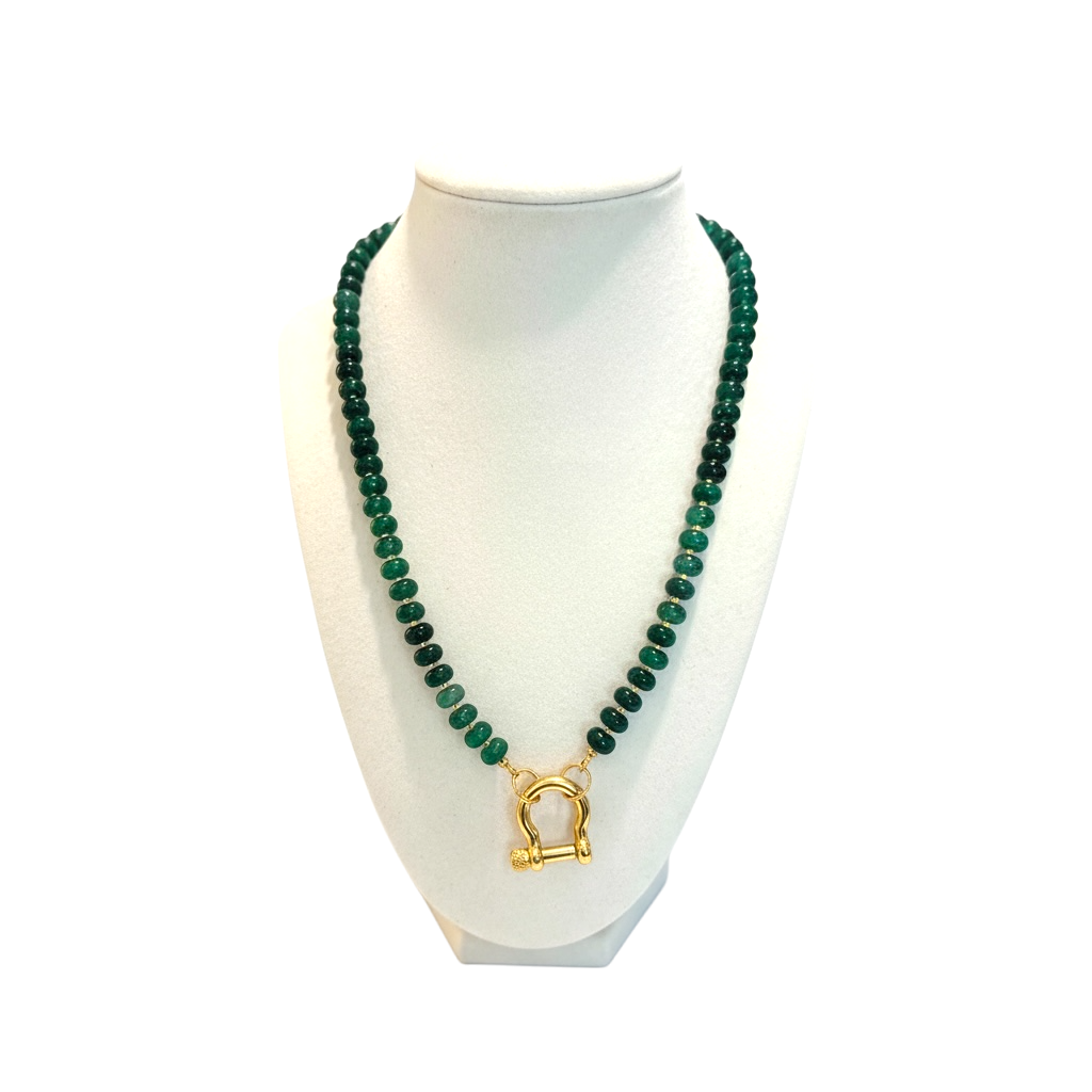 Gemstone Beaded Necklace in Evergreen