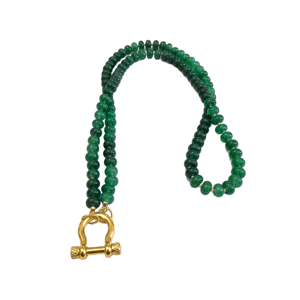 Gemstone Beaded Necklace in Evergreen