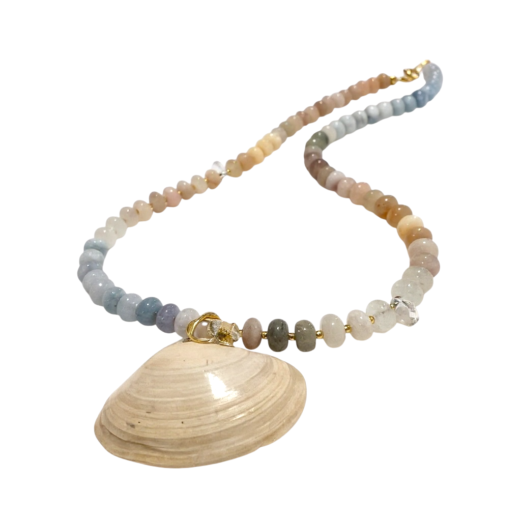 Gemstone Necklace w/ M.I Shell in Sand & Sea