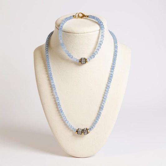 The Mini Periwinkle Gemstone Beaded Love Birds