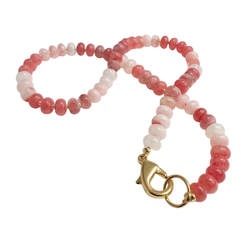 Gemstone Beaded Necklace in Rosé