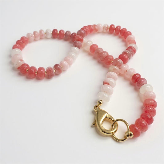 Gemstone Beaded Necklace in Rosé